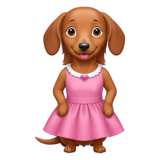 tan dachshund wearing a pink dress sticker