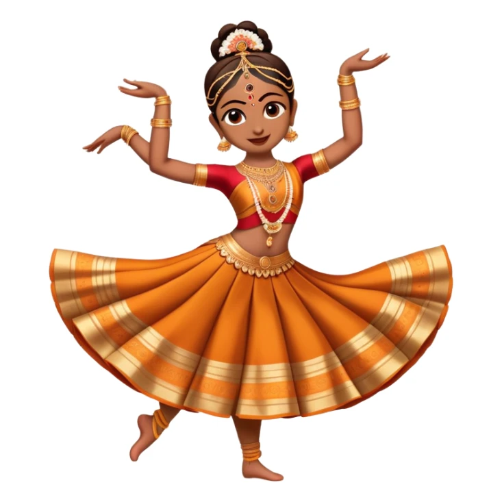 cinematic-realistic-bharatanatyam-dance-emoji,-depicted-as-an-elegant-classical-indian-dance-performance-with-graceful-poses,-intricate-costumes,-and-expressive-hand-gestures,-rendered-with-rich-textures-and-warm-dramatic-lighting, single dancer sticker