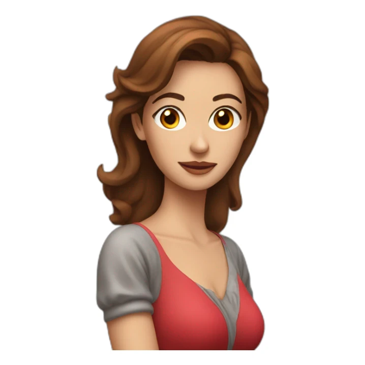 Woman with brown hair wearing a red bra sticker