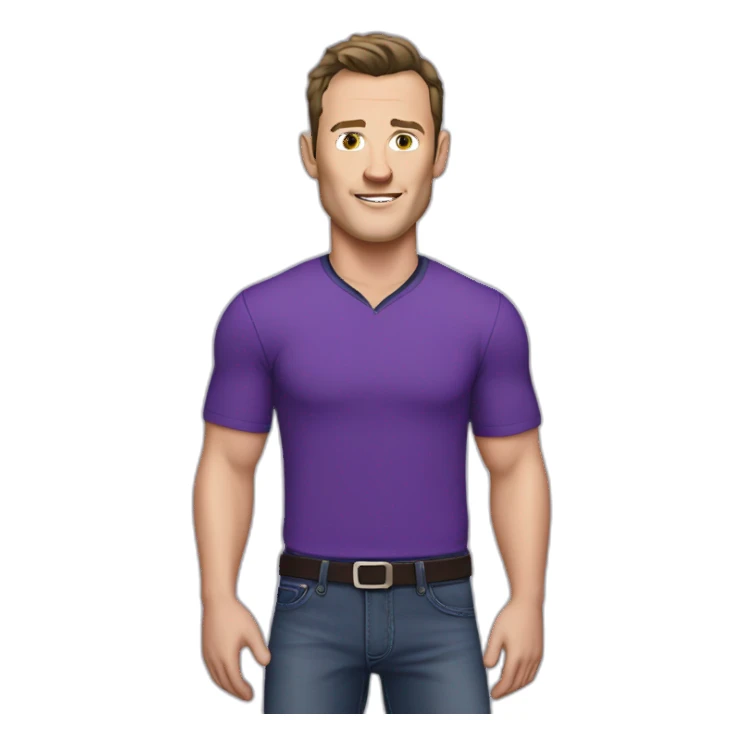 Jonathan Toews wearing a purple shirt and jeans  sticker