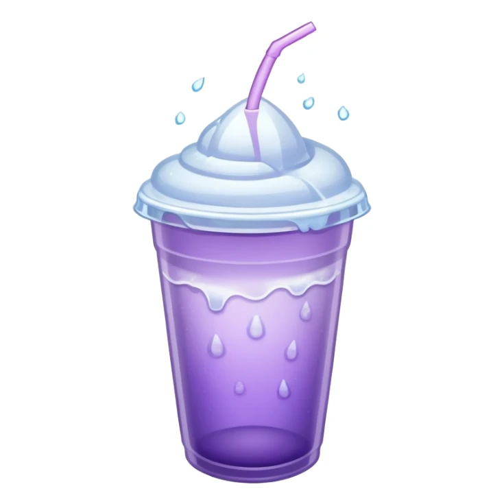 A Styrofoam cup full of light purple liquid and ice sticker