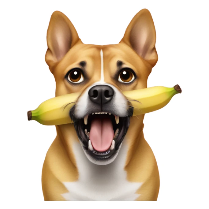 Scared banana in a dogs mouth  sticker