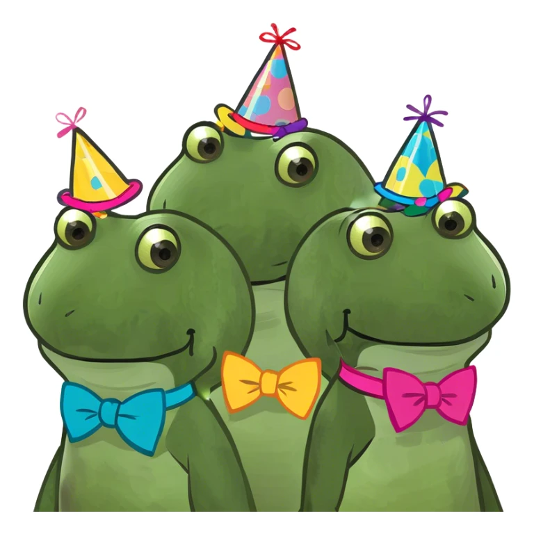 female frog at a party with other two female frog sticker