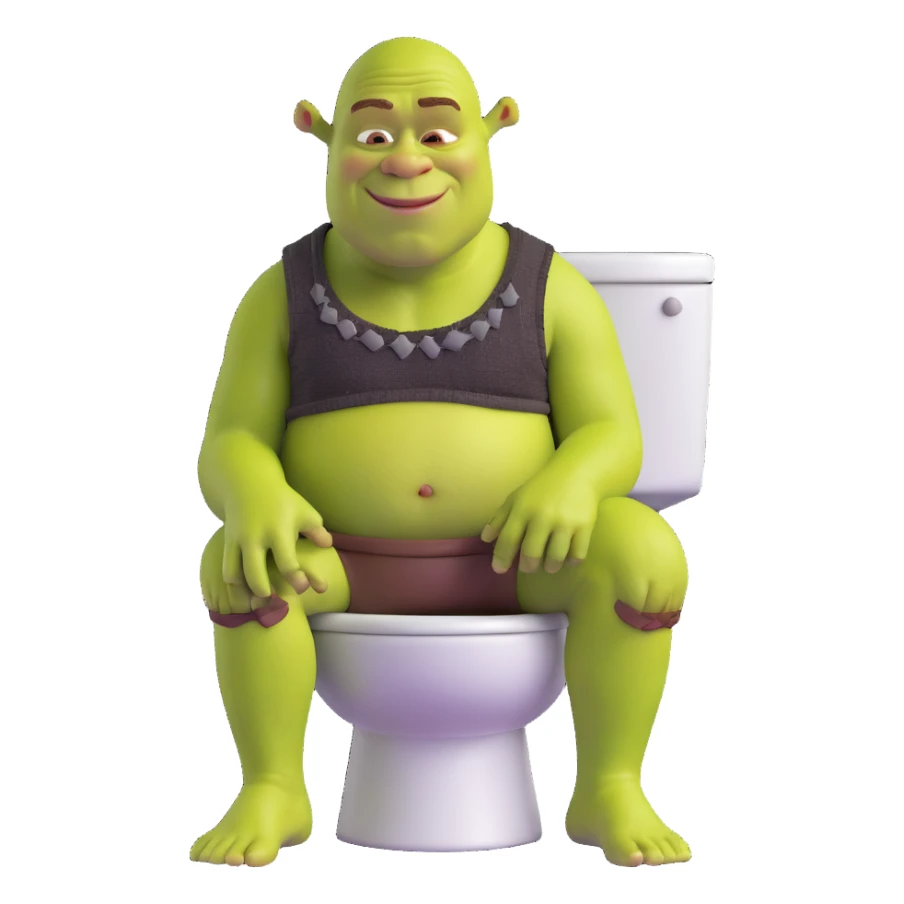 Shrek sitting on top of a toilet sticker