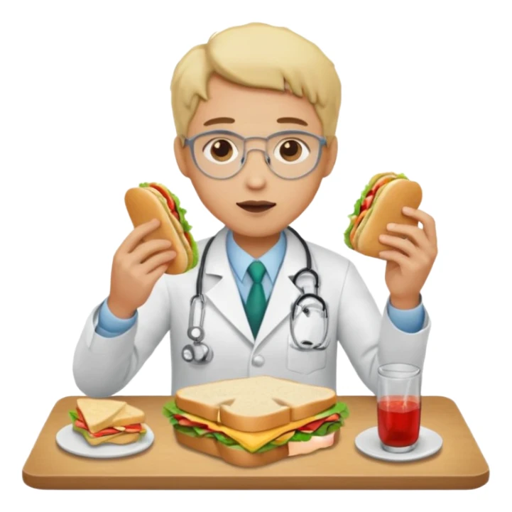 ligth doctor eating in a table full body sticker