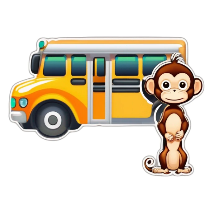 Monkey in bus sticker