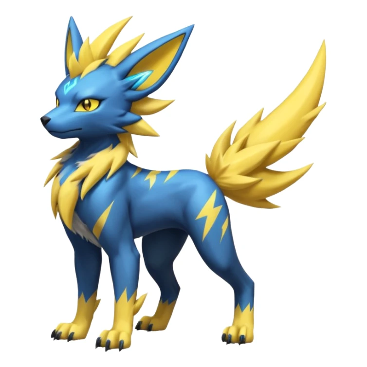 Feral Quadrupedal Digitigrade Luxray-Jolteon-Renamon-Manectric-fusion-hybrid-creature, full body  sticker