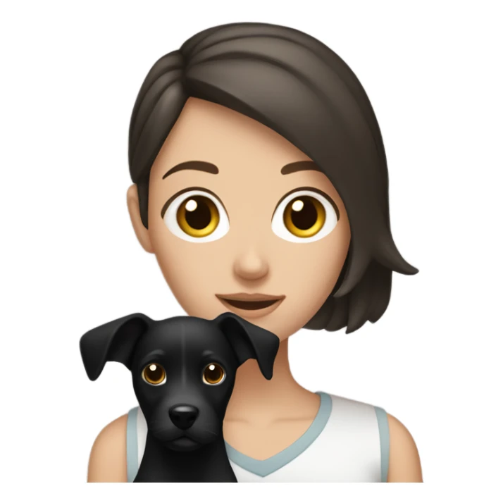 Brunette white girl holding black dog sticker