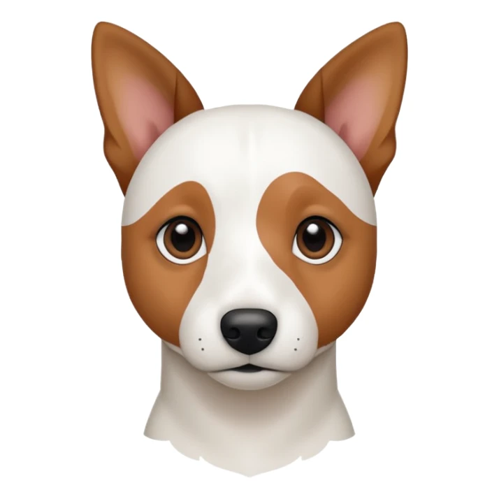 a fully white jack russell the size of a kelpie with floppy ears and a half white face sticker