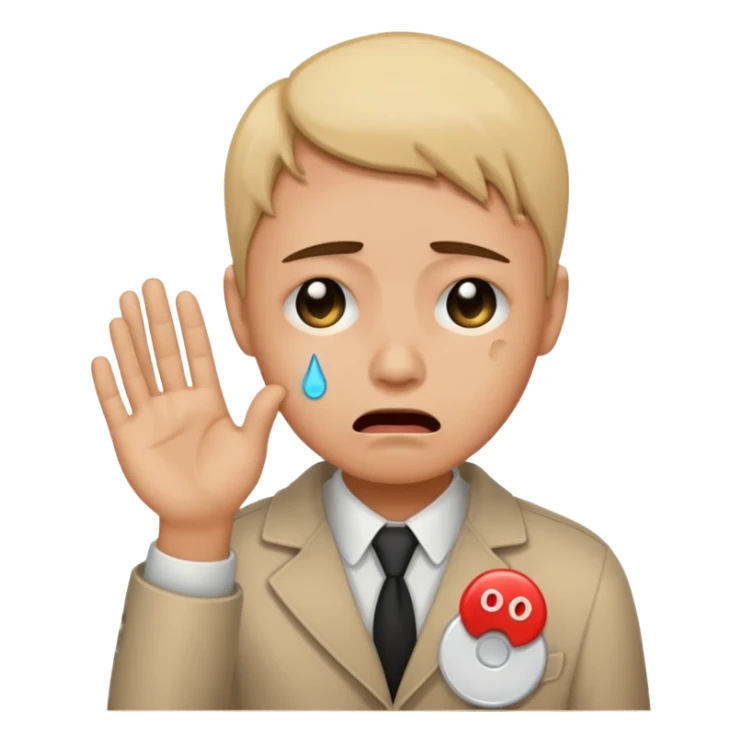 Face with tears holding a button saying its time for the world to end sticker