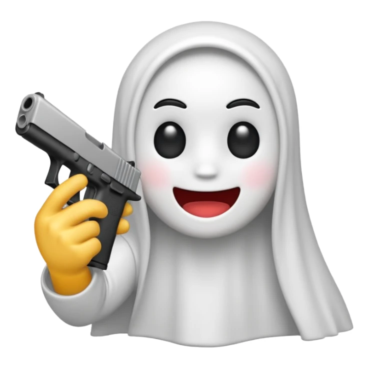 Emoji de Fantasma con glock en la mano sticker