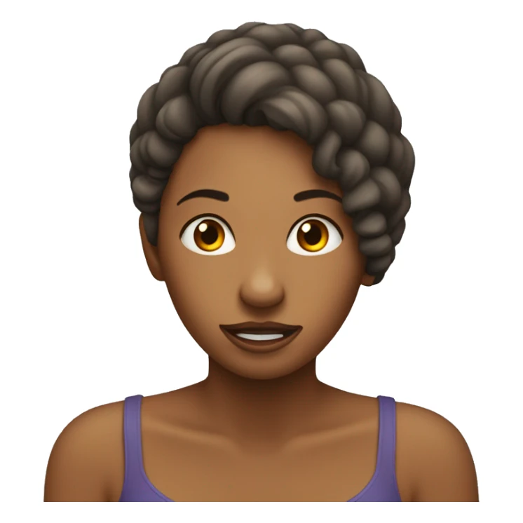 woman pushing hair behind ear, biting her lip, and looking down sticker