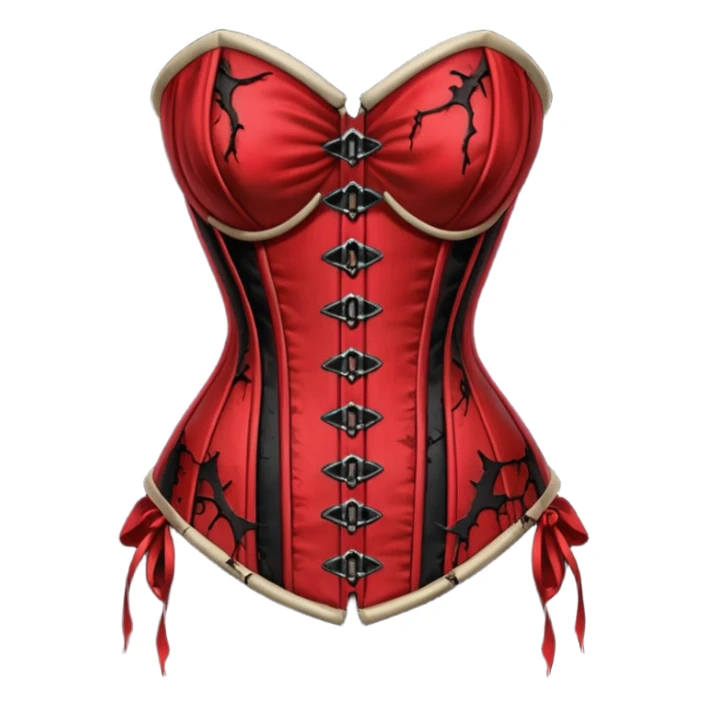 Torn silk corset with dried blood marks, gothic erotic relic sticker