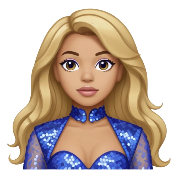 Dinah Jane from Fifth Harmony with long dark blonde hair, periwinkle sequin outfit sticker