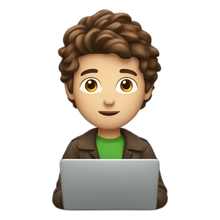 brown hair guy with laptop sticker