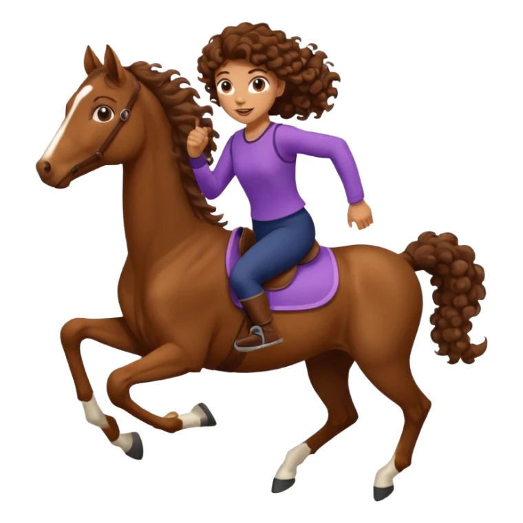  curly tailhorse brown hair girl running sticker