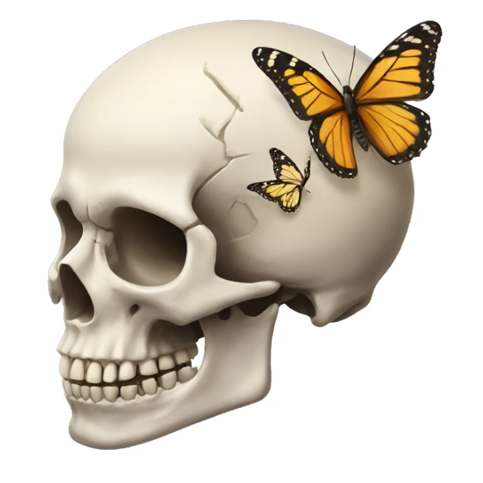 Skull with butterfly  sticker