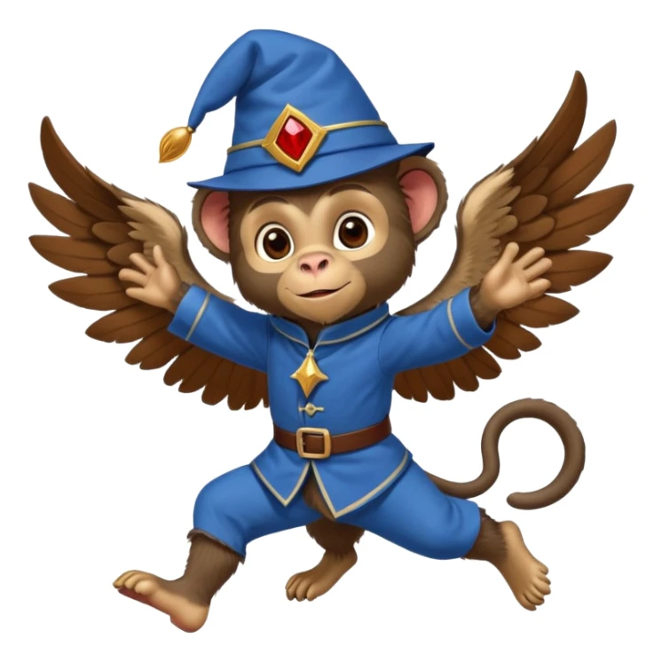 Flying monkey with wings, blue uniform, and fez hat from Wizard of Oz sticker