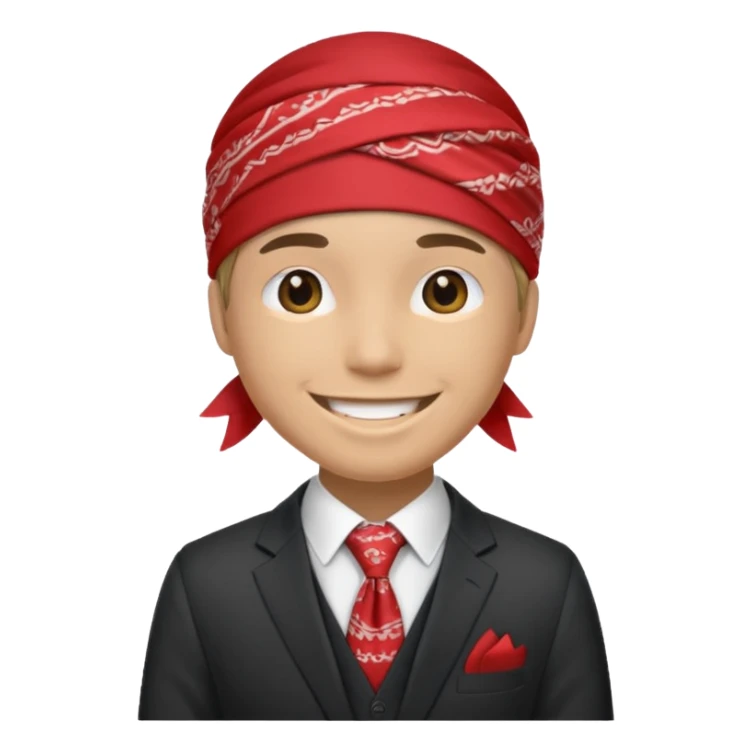 Character wearing a bandana and a suit sticker
