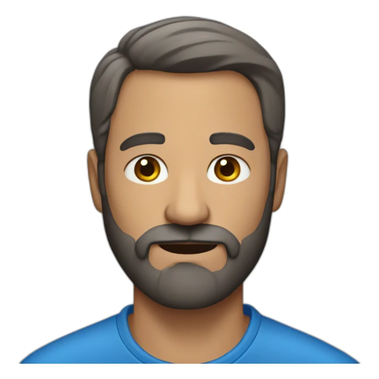 bold man with a beard around 50yo with blue shirt sticker