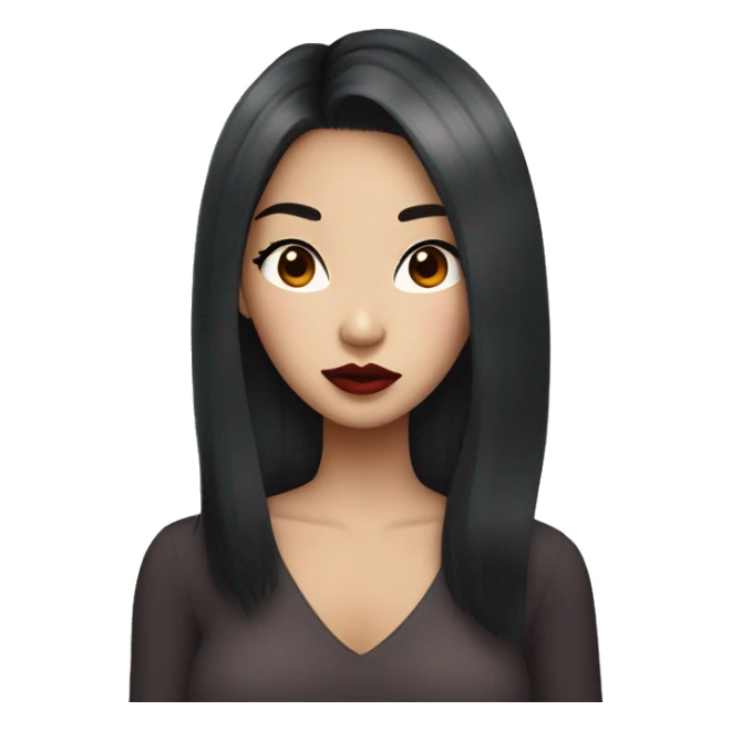 asian girl with dark red midle hair, big lips, long lashes sticker