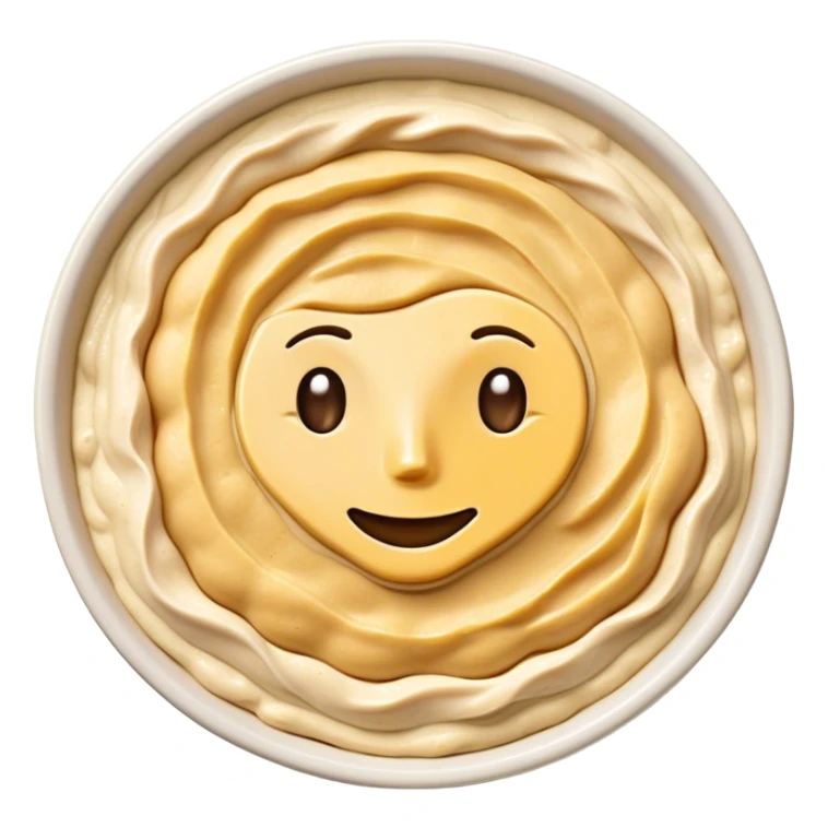Cinematic Realistic Hummus Dish Emoji, depicted as a creamy chickpea dip drizzled with olive oil rendered with rich textures and warm, inviting lighting. sticker