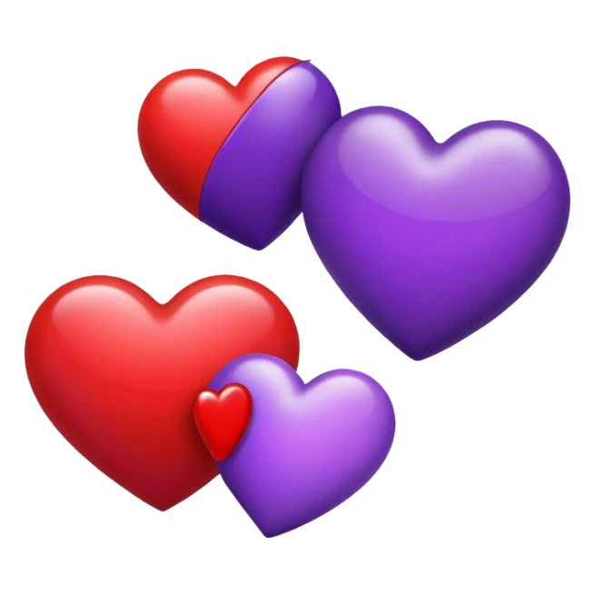 Red and purple hearts beside each other  sticker
