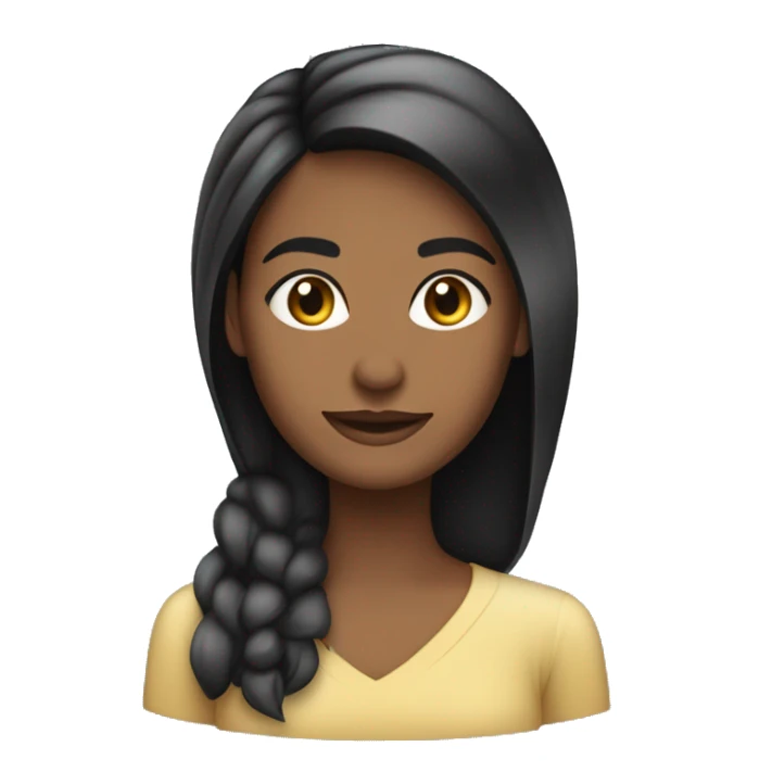 mulher morena com computador, cabelo liso preto médio sticker