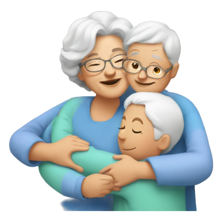 Grandma huggings with a boy and girl sticker