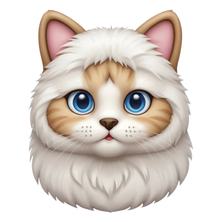 Teddy bear cat with white fur and blue eyes iOS style sticker