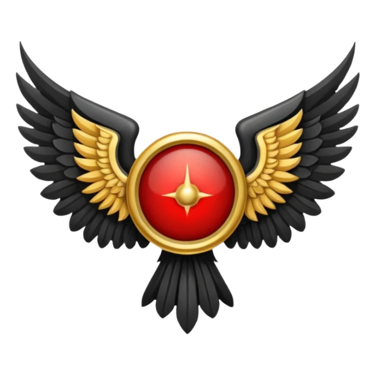 Holy Emblem with black wings and horn and red in the middle sticker