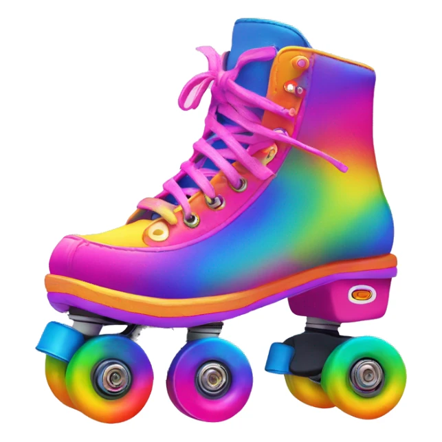 Lisa frank roller skate with rainbow laces and neon wheels sticker