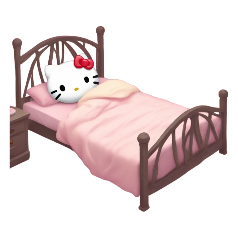 Hello Kitty is sleeping in bed but she is scared  sticker