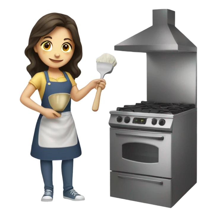 Brunette girl with light skin cooking pasta  sticker