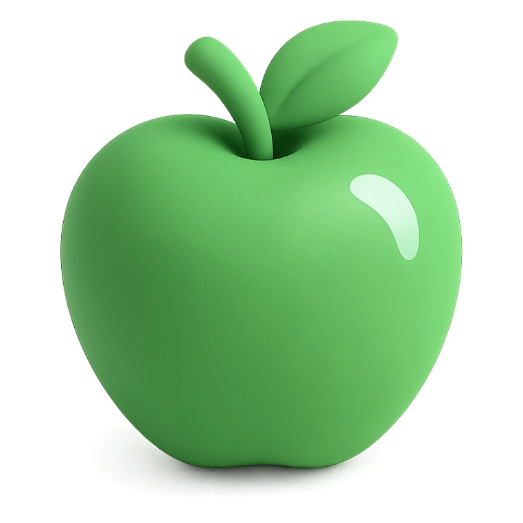 A 3D green apple. sticker