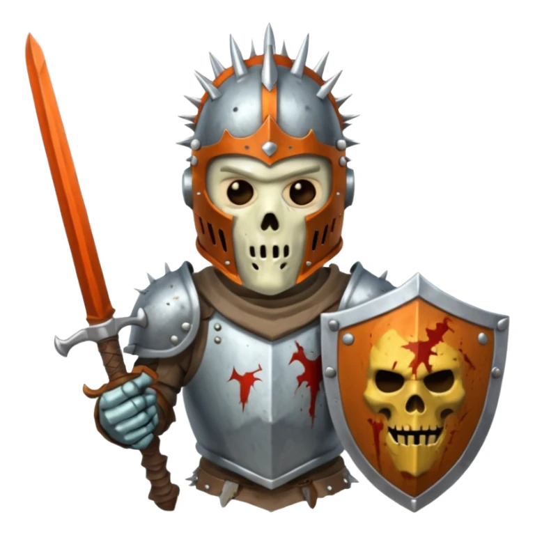zombie Knight with silver spiky helmet holding sword and shield sticker