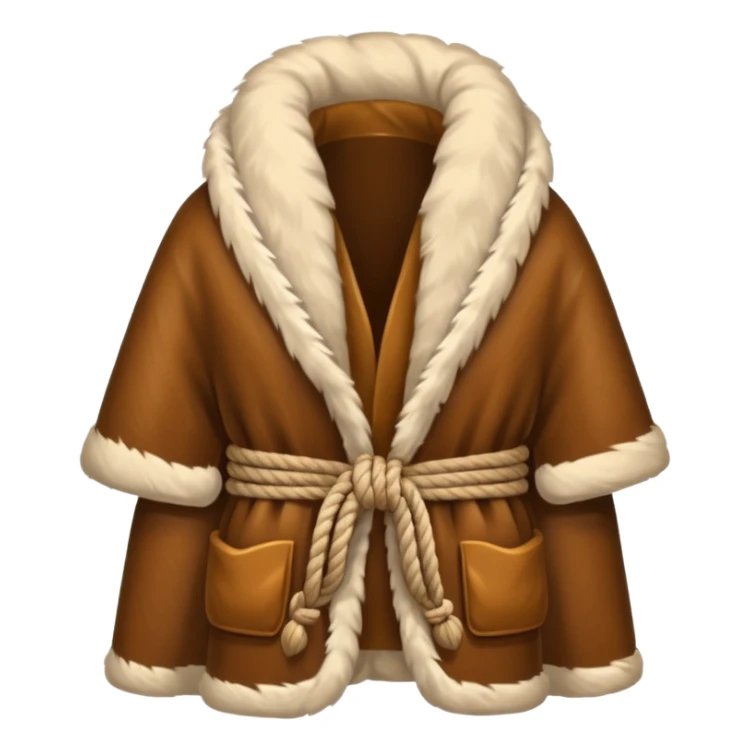 A fur wrap made from thick animal hide tied with simple rope.








 sticker