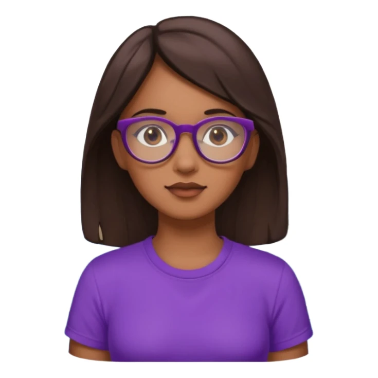Chica de pelo moreno con gafas, lleva camisa violeta. Piel morena clara. Con Torre de Hércules de la Coruña detrás sticker