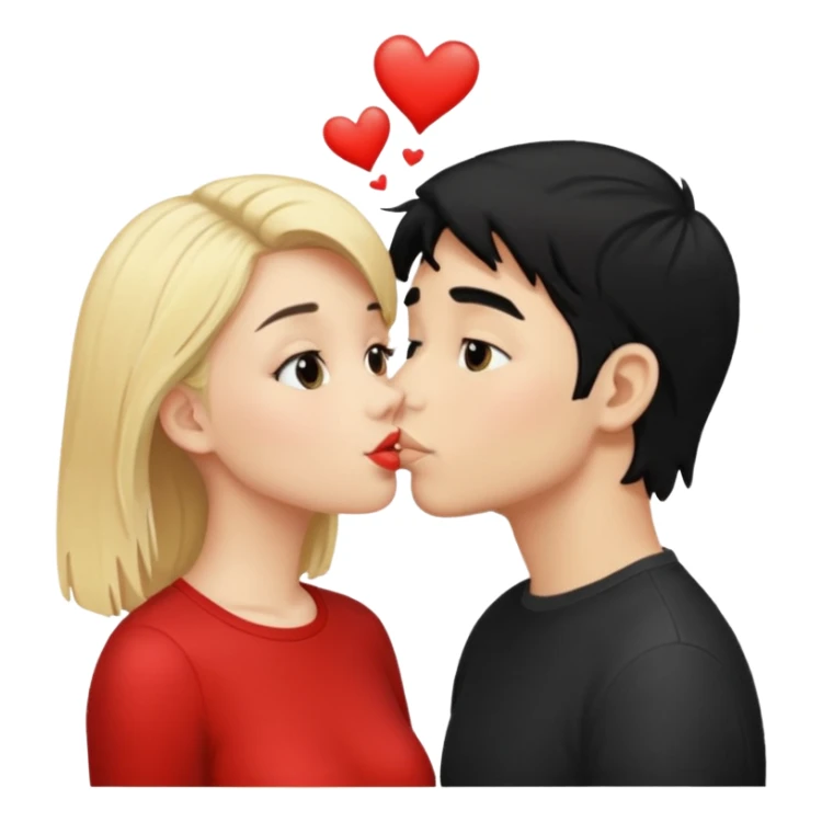 Blonde Girl and black hair boy kissing sticker