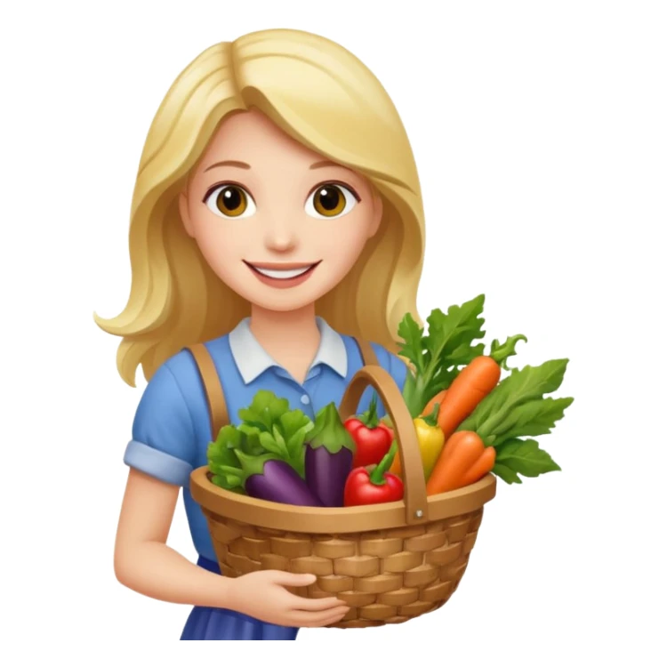 woman holding vegetables basket sticker