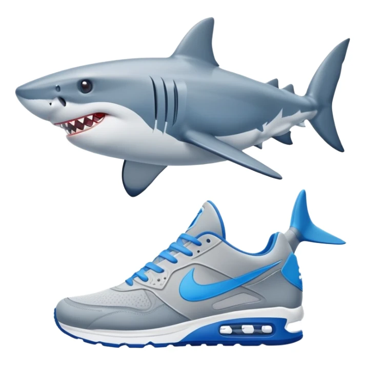 shark with two nike shoes on their feet’s sticker