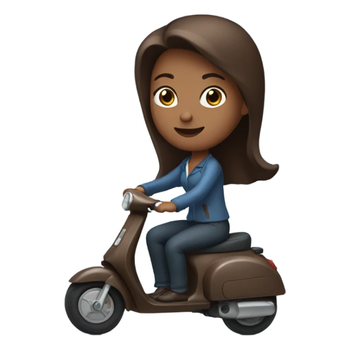 Blue eyes woman with chocolate hair on scooter sticker