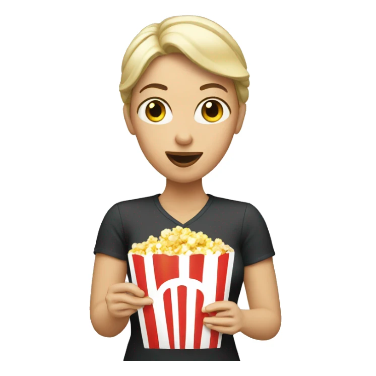 A white woman eating popcorn  sticker