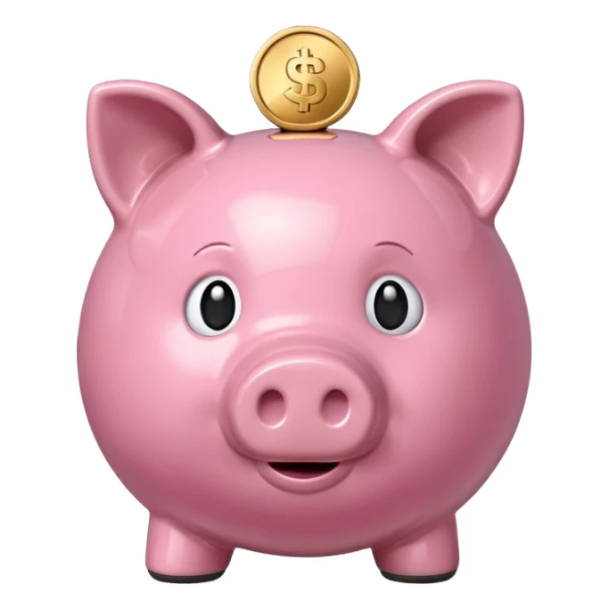 piggy bank with a coin above it sticker
