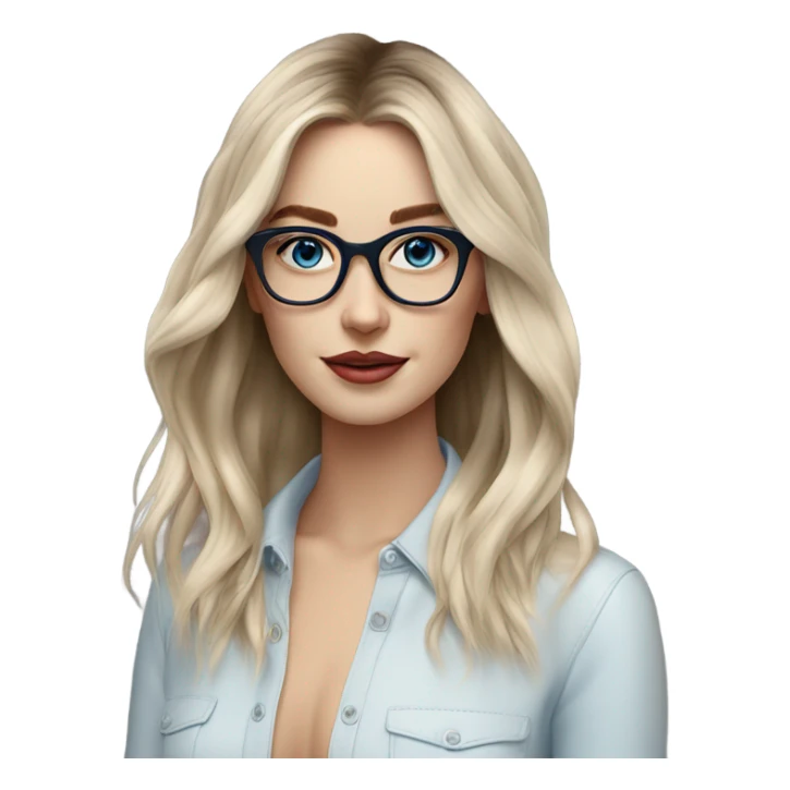 Shoulder length Balayage pale model lady with glasses and blue eyes  sticker