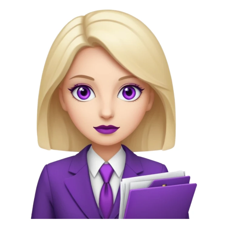 White woman with purple eyes with make up in suit and documents  sticker