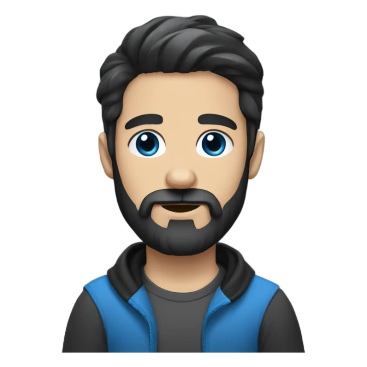 Beard man black hair blue eyes holding black Labrador  sticker