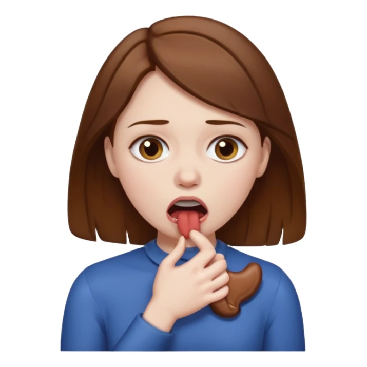 woman with brown hair choking herself out sticker