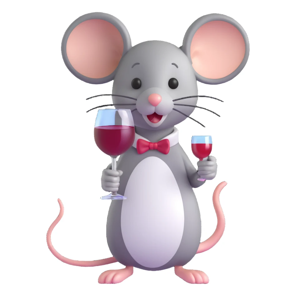 A mouse holding a glass of wine sticker