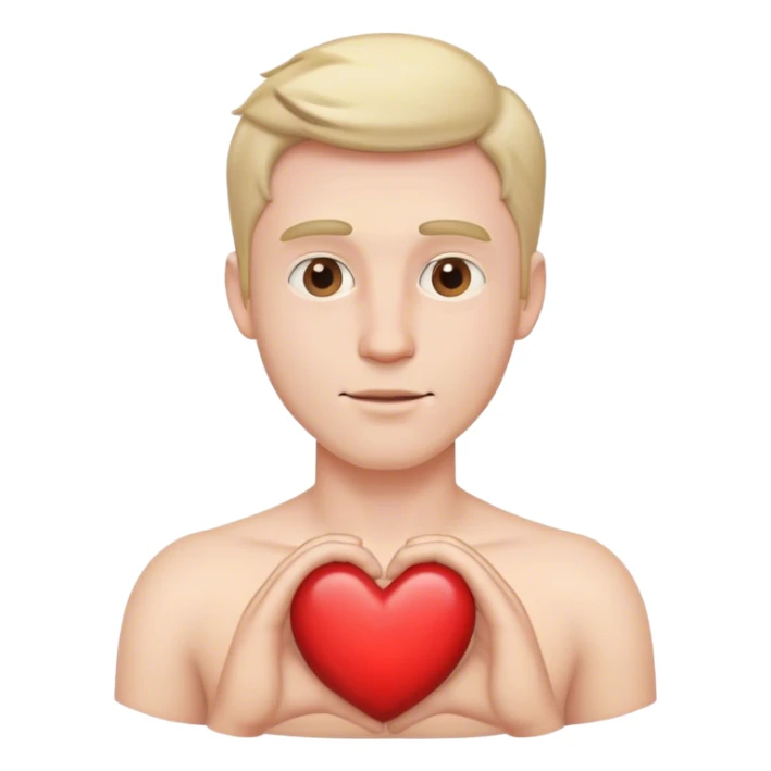 white man showing heart sticker